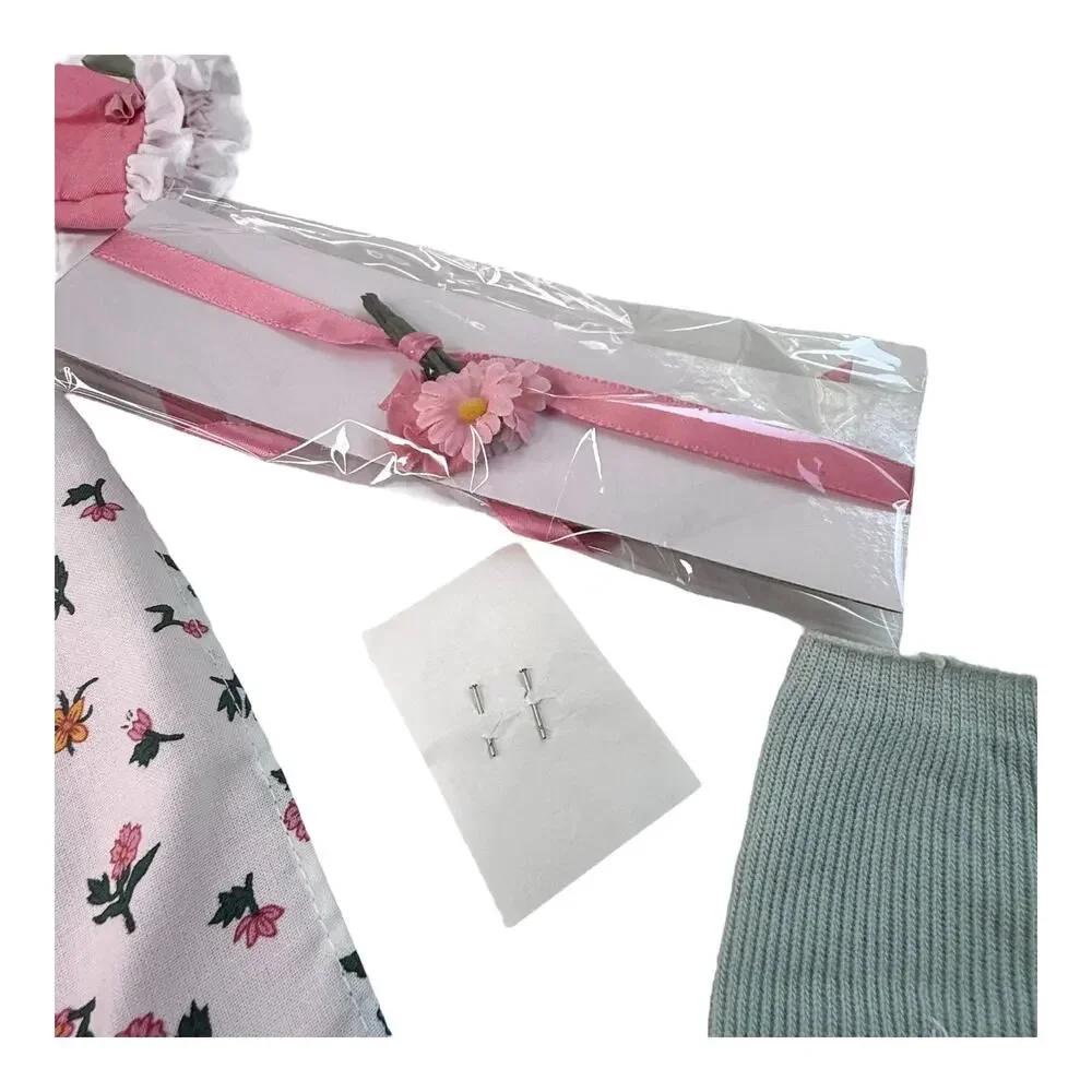 American Girl Felicity Spring Gown Pinner Apron Socks Pins Hair Flowers Pins Box - Picture 4 of 11